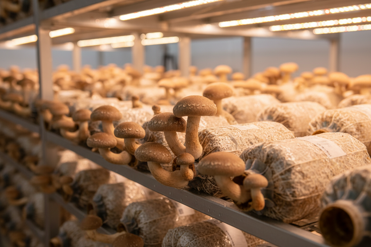 Indoor Shiitake Farm Close-up
